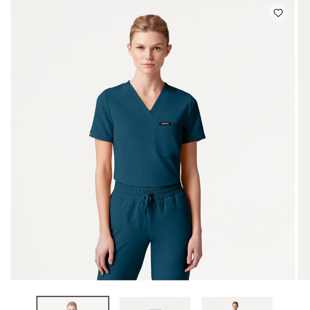Jaanuu Women's Scrub Top in caribbean blue